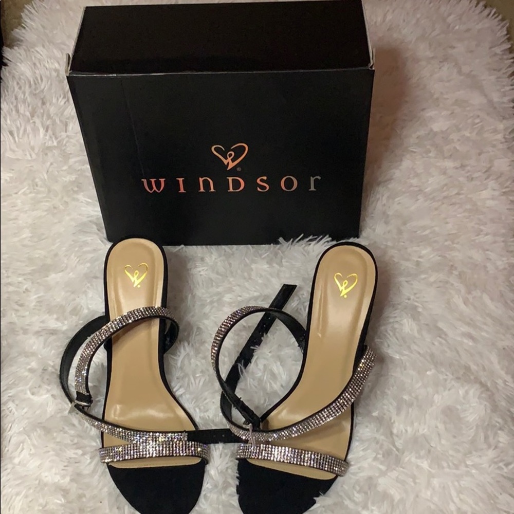 Silver and black Sparkly Rhinestone heels